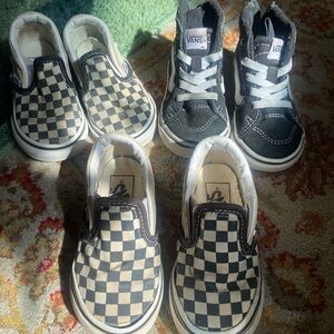 Vans Toddler Black and White Checkerboard Slip-Ons + Sk8-Hi Pair